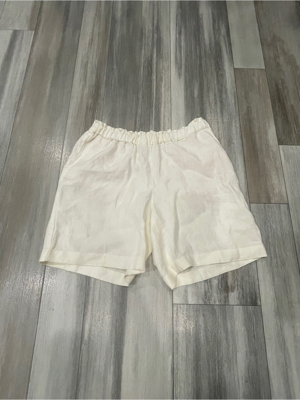 Pure Jill 100% Linen Ivory Pull-On Shorts Coastal Grandmother XS petite